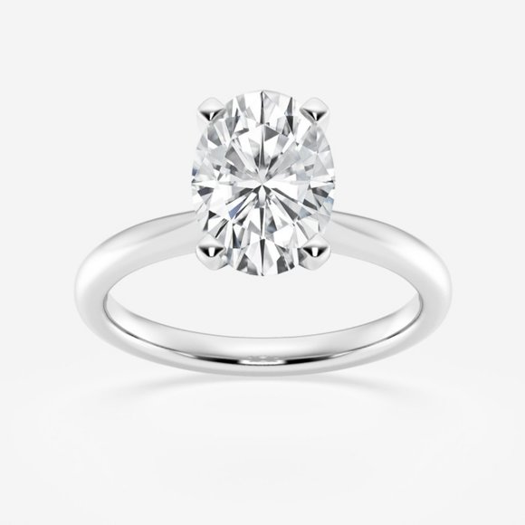 2 CTW Oval Lab Grown Diamond Petite Solitaire Engagement Ring - Picture 1 of 7